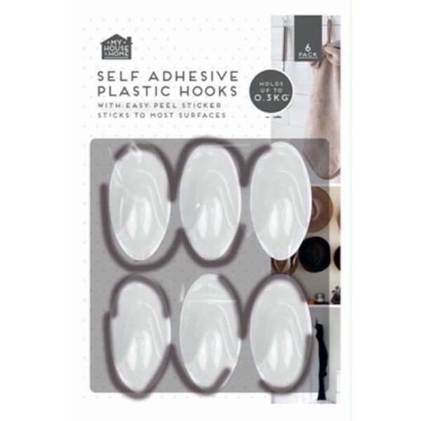 SELF ADHESIVE HOOKS 6PC