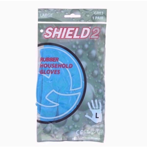 SHIELD RUBBER GLOVES BLUE LARGE PACK OF 12