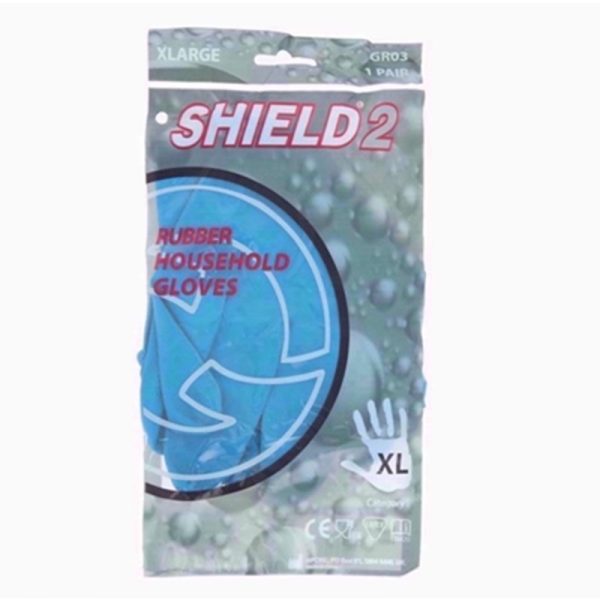 SHIELD RUBBER GLOVES BLUE XL PACK OF 12
