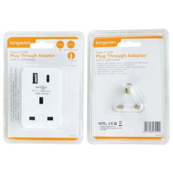 KINGAVON TYPE C/USB PLUG WITH 2 USB PORTS