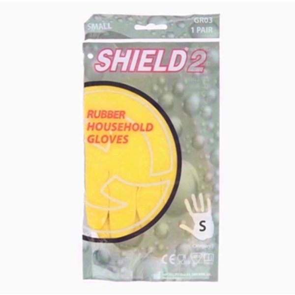 SHIELD RUBBER GLOVES YELLOW SMALL PACK OF 12