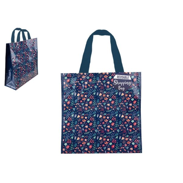 SHOPPING BAG PP WOVEN 40X40X15 FLORAL DESIGN