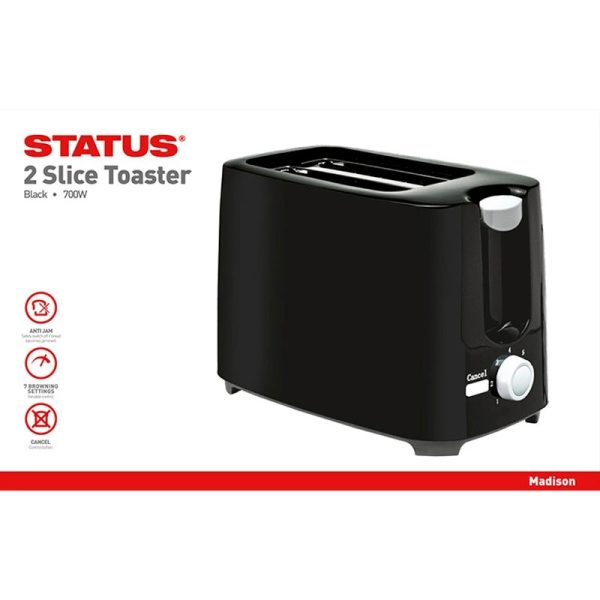 STATUS MADISON 2 SLICE TOASTER BLACK