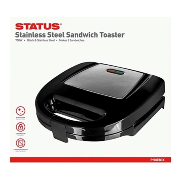 STATUS PHOENIX STAINLESS STEEL 2 SLICE SANDWICH TOASTER BLACK