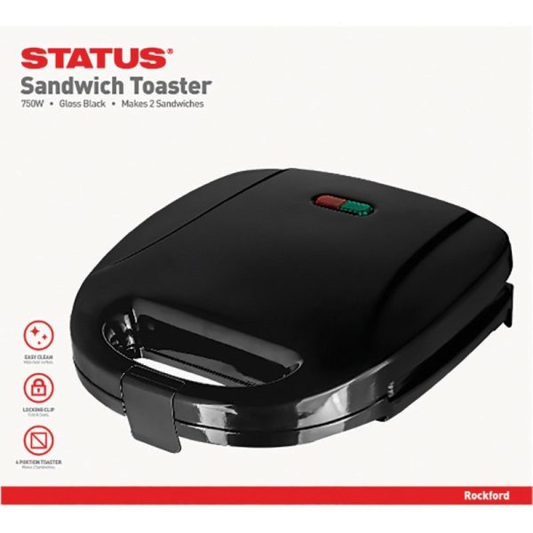 STATUS ROCKFORD 2 SLICE SANDWICH TOASTER BLACK