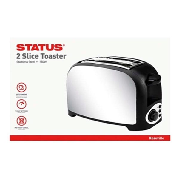 STATUS ROSEVILLE STAINLESS STEEL 2 SLICE TOASTER