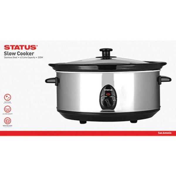 STATUS SAN ANTONIO STAINLESS STEEL OVAL SLOW COOKER 6.5LTR