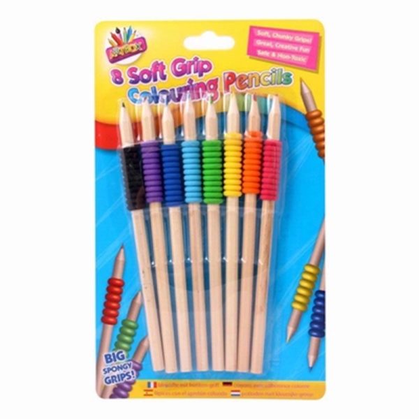 ART BOX PENCILS BRIGHT GRIP COLOUR 8