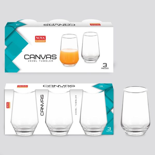 CANVAS GLASS TUMBLER 3PCE