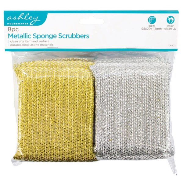 ASHLEY METALLIC SPONGE SCRUBBERS 8PCE