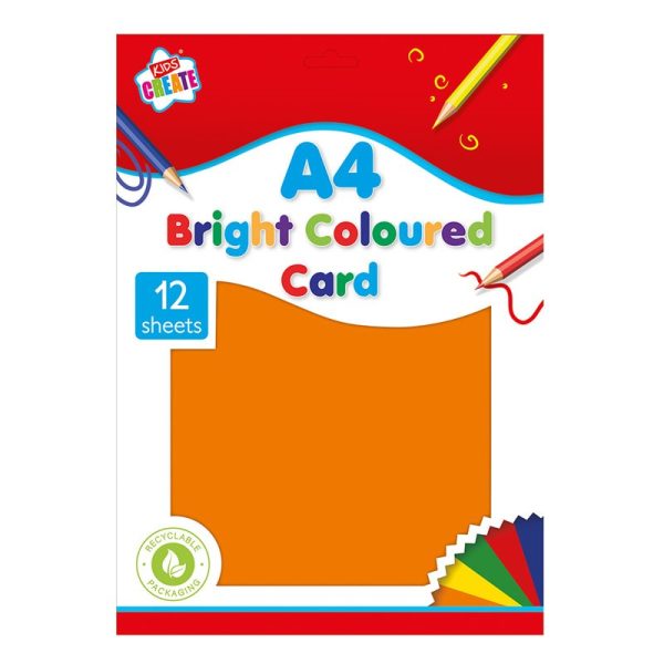 KIDS CREATE CARD A4 BRIGHT 12 SHEETS