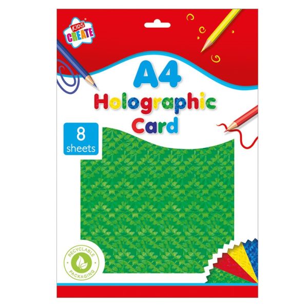 KIDS CREATE CARD A4 HOLOGRAPHIC 8 SHEETS