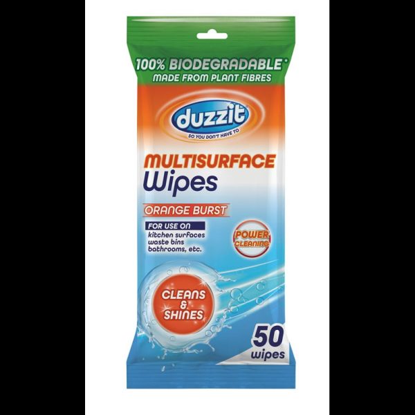 BIODEGRADABLE MULTISURFACE WIPES PACK OF 50 ORANGE