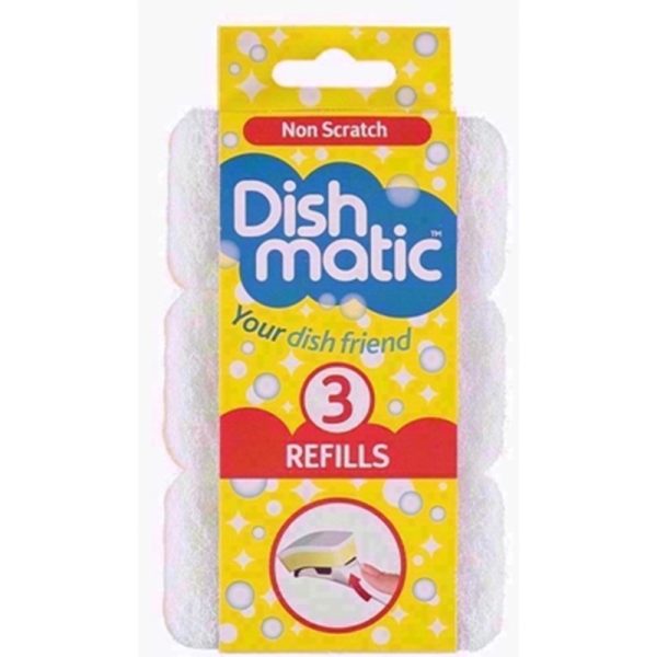 DISHMATIC REFILLS NON SCRATCH 3PC WHITE