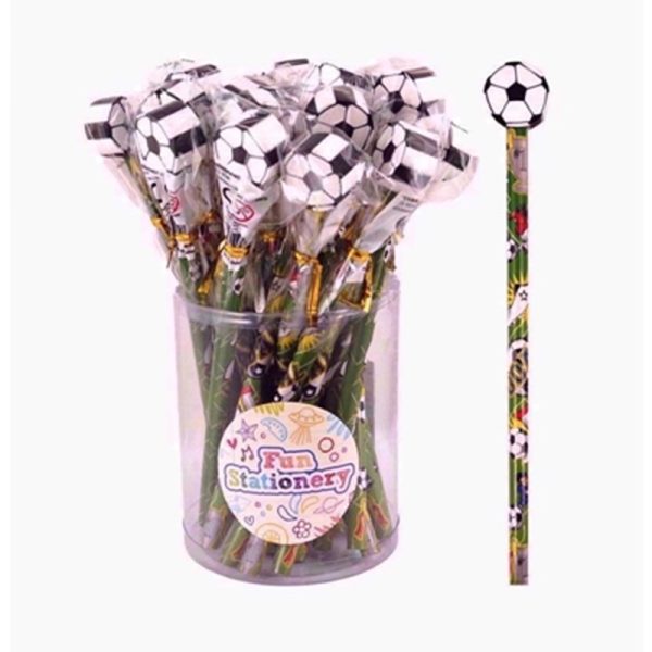 RAINBOW FOOTBALL PENCIL W/ERASER PACK OF 24