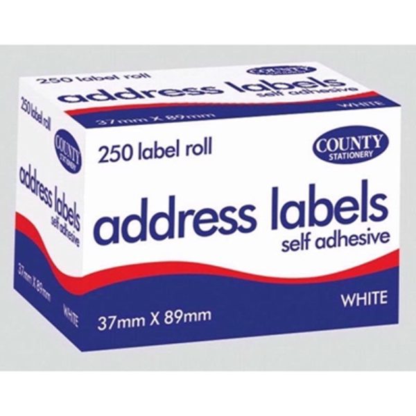 COUNTY ADRESS LABELS ON A ROLL 250