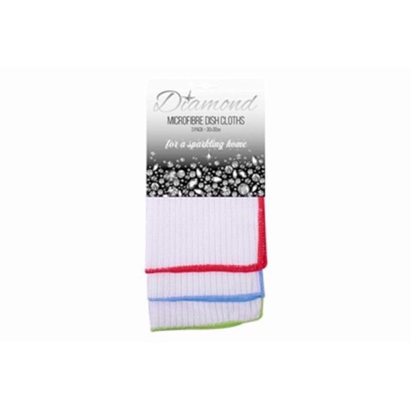 DIAMOND MICROFIBRE DISH CLOTHS 3 COL