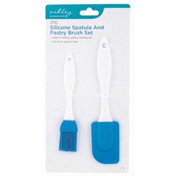 ASHLEY SPATULA/PASTRY BRUSH 2PC SILICON