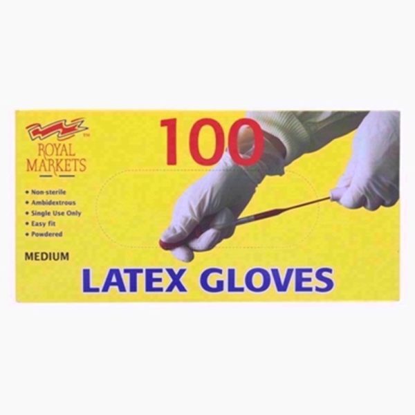 ROYAL MARKETS GLOVE LATEX POWDERED 100PCS MEDIUM