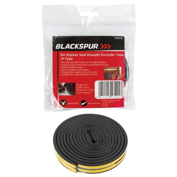 BLACKSPUR 5M RUBBER DRAUGHT EXCLUDER P TYPE