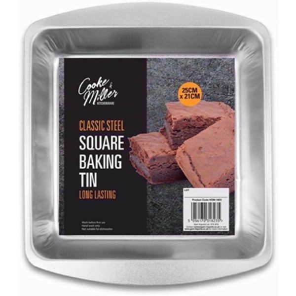 CLASSIC STEEL SQUARE CAKE TIN 25CM