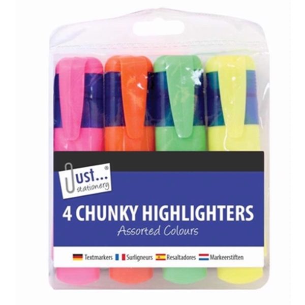 JUST STATIONERY HIGHLIGHTERS CHUNKY 4