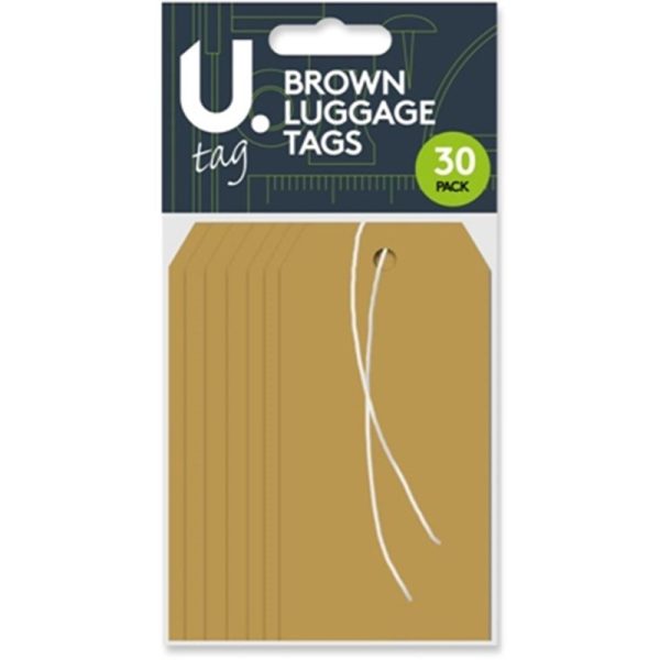 BROWN LUGGAGE TAGS PACK OF 30