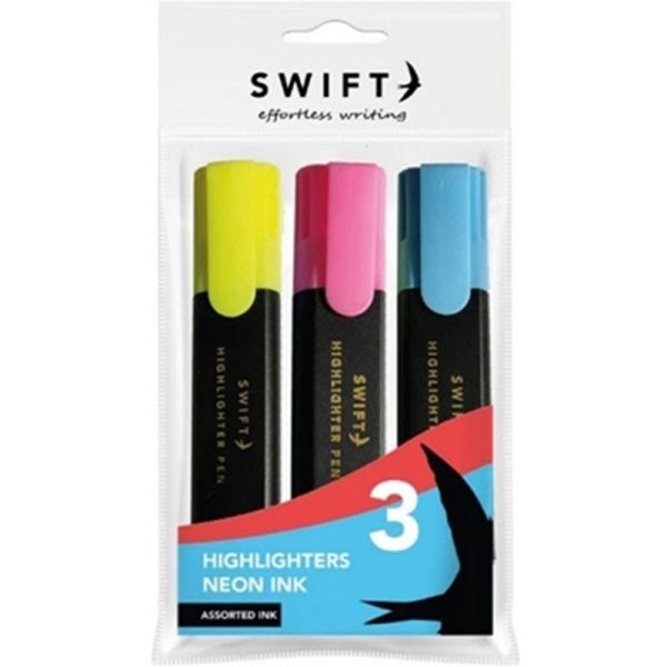 HIGHLIGHTER PENS NEON PACK OF 3