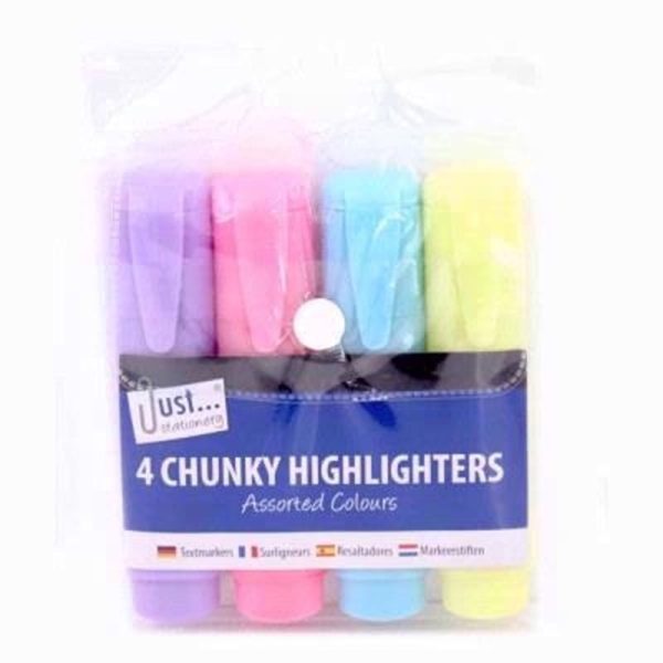 JUST STATIONERY CHUNKY HIGHLIGHTERS PASTEL 4