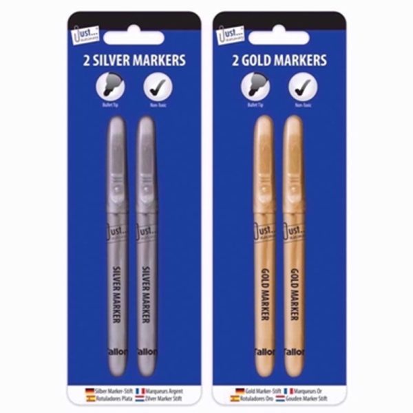 JUST STATIONERY MARKERS GOLD AND SILVER 2