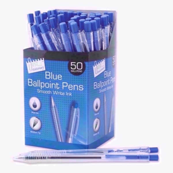 JUST STATIONERY PENS BALLPOINT BLUE 50