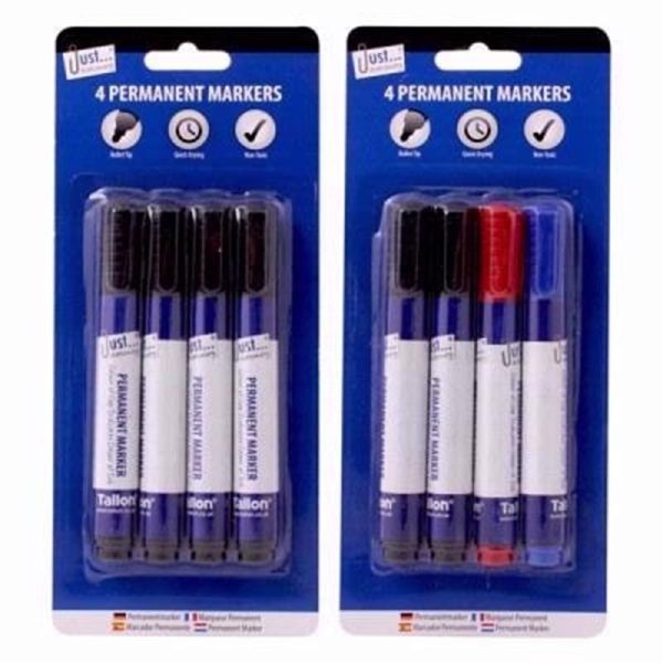 JUST STATIONERY PERMANANT MARKERS PACK OF 4