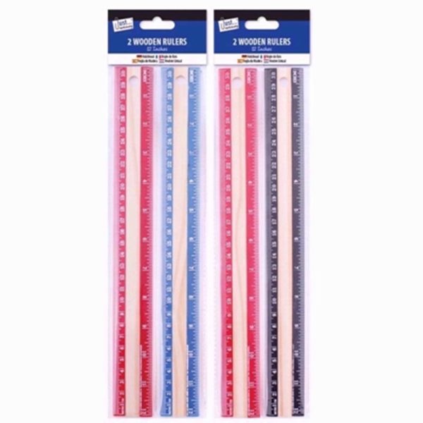 JUST STATIONERY RULERS WOODEN PACK OF 2