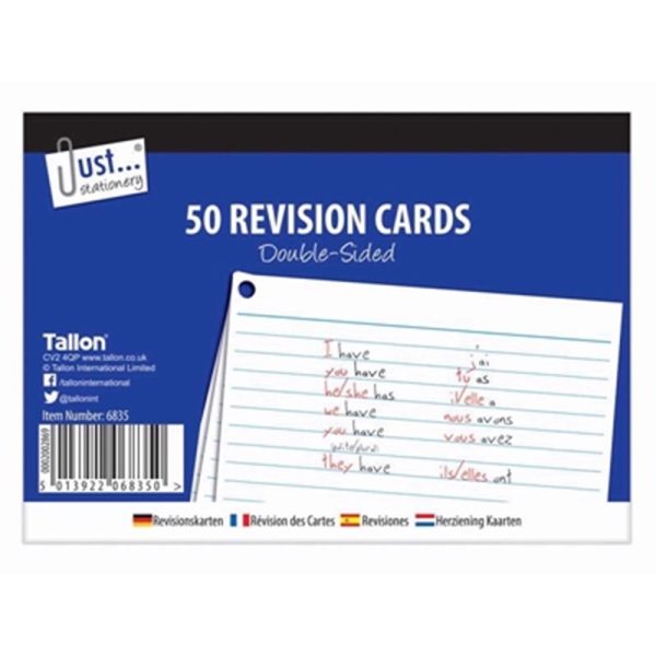 JUST STATIONERY REVISION CARDS PACK OF 50