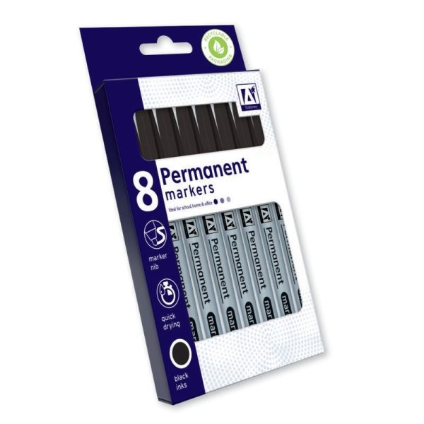 ANKER PERMANENT MARKERS BLACK 8