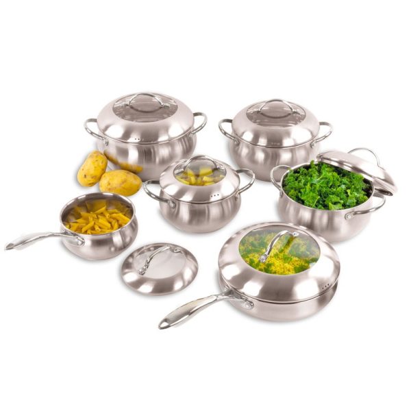 SQ LUSTRO APPLE STAINLESS STEEL COOKWEAR SET 6PC SILVER