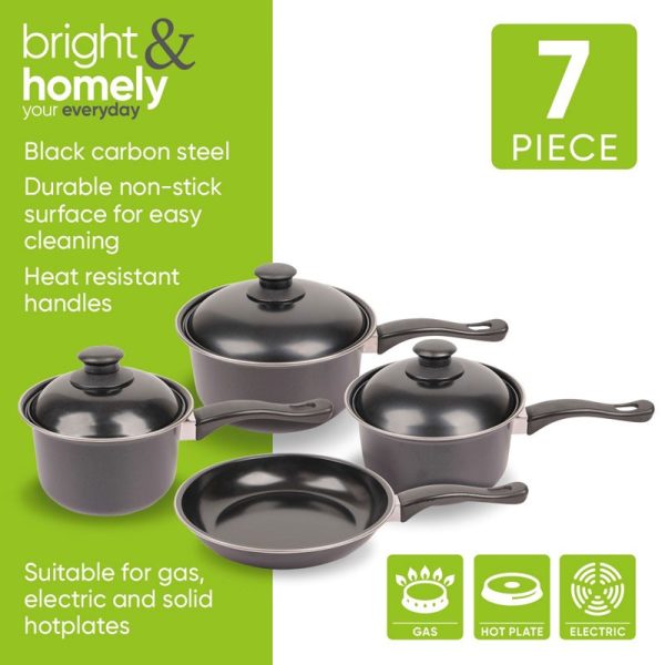 BRIGHT & HOMELY SAUCEPAN NON STICK COOKWARE SET 7PCS