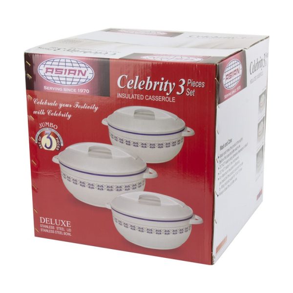 CELEBRITY DIX INSULATED CASSEROLE SET 3PC BEIGE 7.5L - 12L - 16L