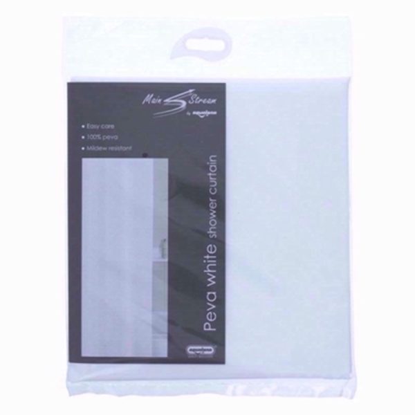 AQUALONA PLAIN PEVA SHOWER CURTAIN WHITE