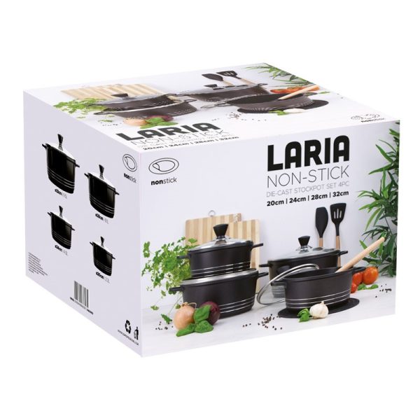 LARIA STOCKPOT DIE-CAST BLACK 4PCE SET