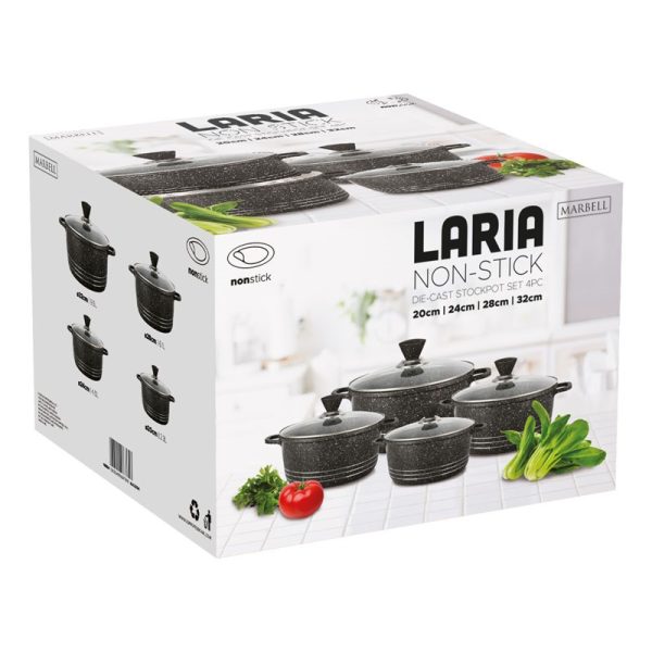 LARIA STOCKPOT DIE-CAST MARBLE BLACK 4PCE SET (SP)