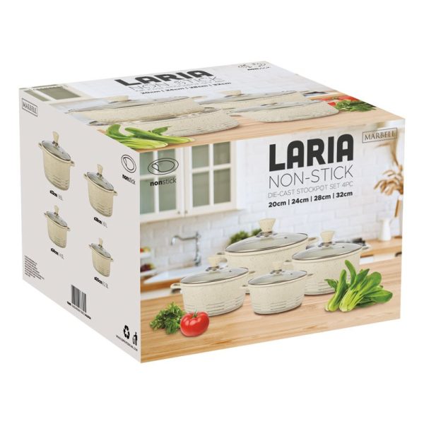 LARIA STOCKPOT DIE-CAST MARBLE CREAM 4PCE SET