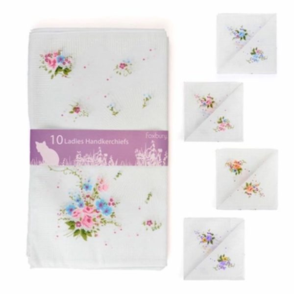 HANKIE LADIES 10 PRINTER HANKIES ASSORTED