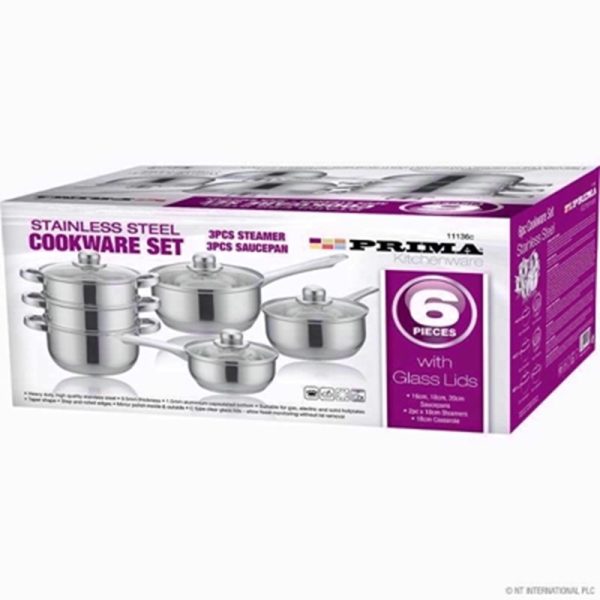 PRIMA COOKWARE S/S SET 6PC