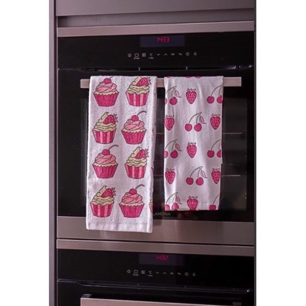 TEA TOWELS VELOUR CUPCAKES 2 PCS