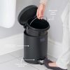 B&D PEDAL BIN DOME MATT BLACK 5L