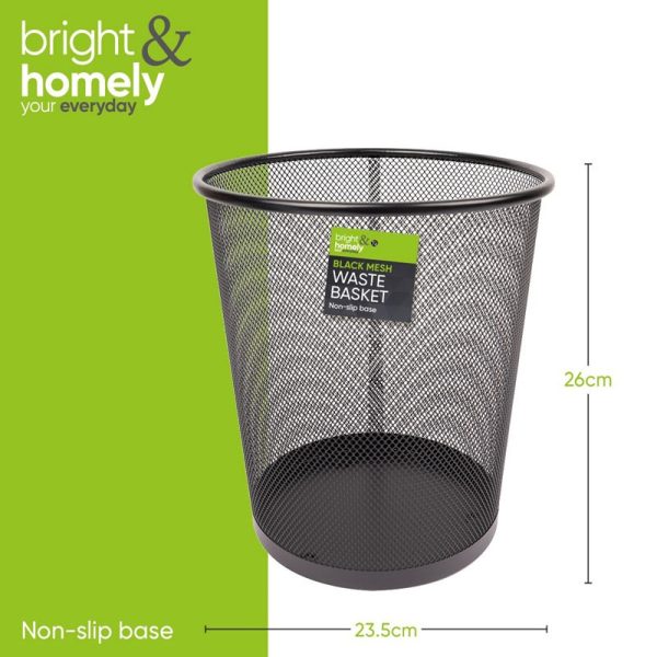 BRIGHT & HOMELY WASTE PAPER BIN MESH BLACK