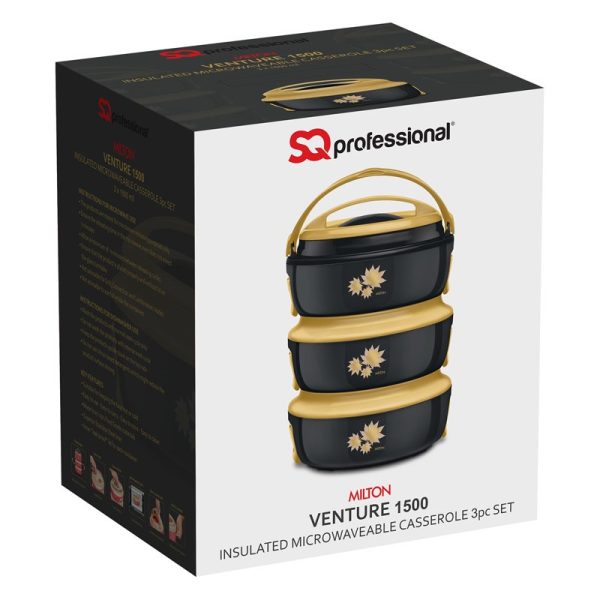 SQ VENTURE INSULATED CASSEROLE SET 3PC BLACK /GOLD