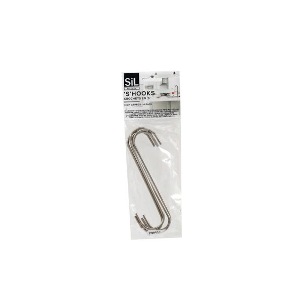 SIL S HOOKS 13CM PACK OF 4