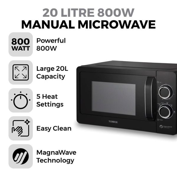 TOWER 20LTR 800W MICROWAVE BLACK